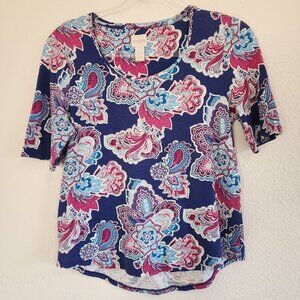 Chicos Top and Open Front Cardigan Womens Small Long Sleeve Paisley Lagenlook